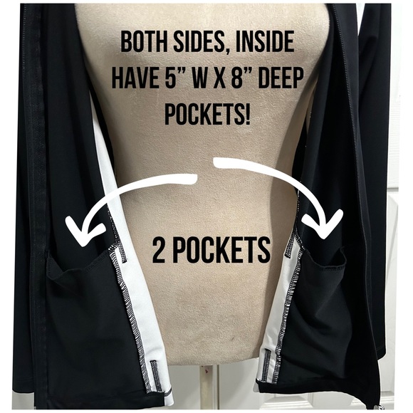 NWOT Style & co Sport, Black & White Color Blocked, Lightweight Zipper Jacket - Picture 4 of 7